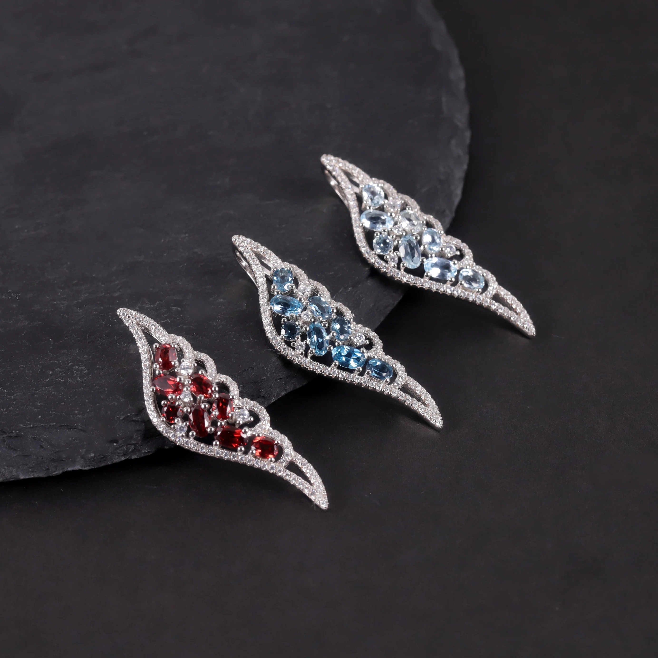 

GEM'S BALLET 925 Sterling Silver Vintage Jewelry Trendy Style Natural Gemstone Lucky Cloud Designs Pendant for Necklace