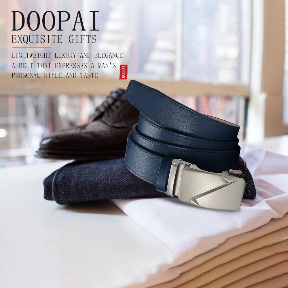 DOOPAI Mens Leather Belt Multiple Colors Automatic Available Belts Leisure Fashion Ratchet Belts for Men Pants Waistband