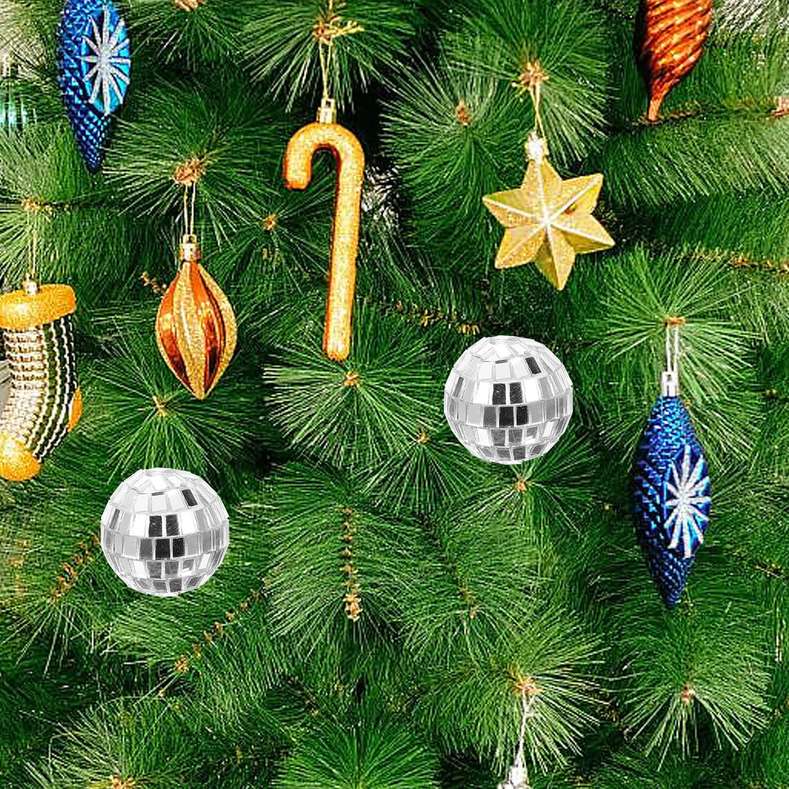 

Mirror Ball Reflective Hanging Decoration Christmas Disco Themed Party Decorations Silver Glass