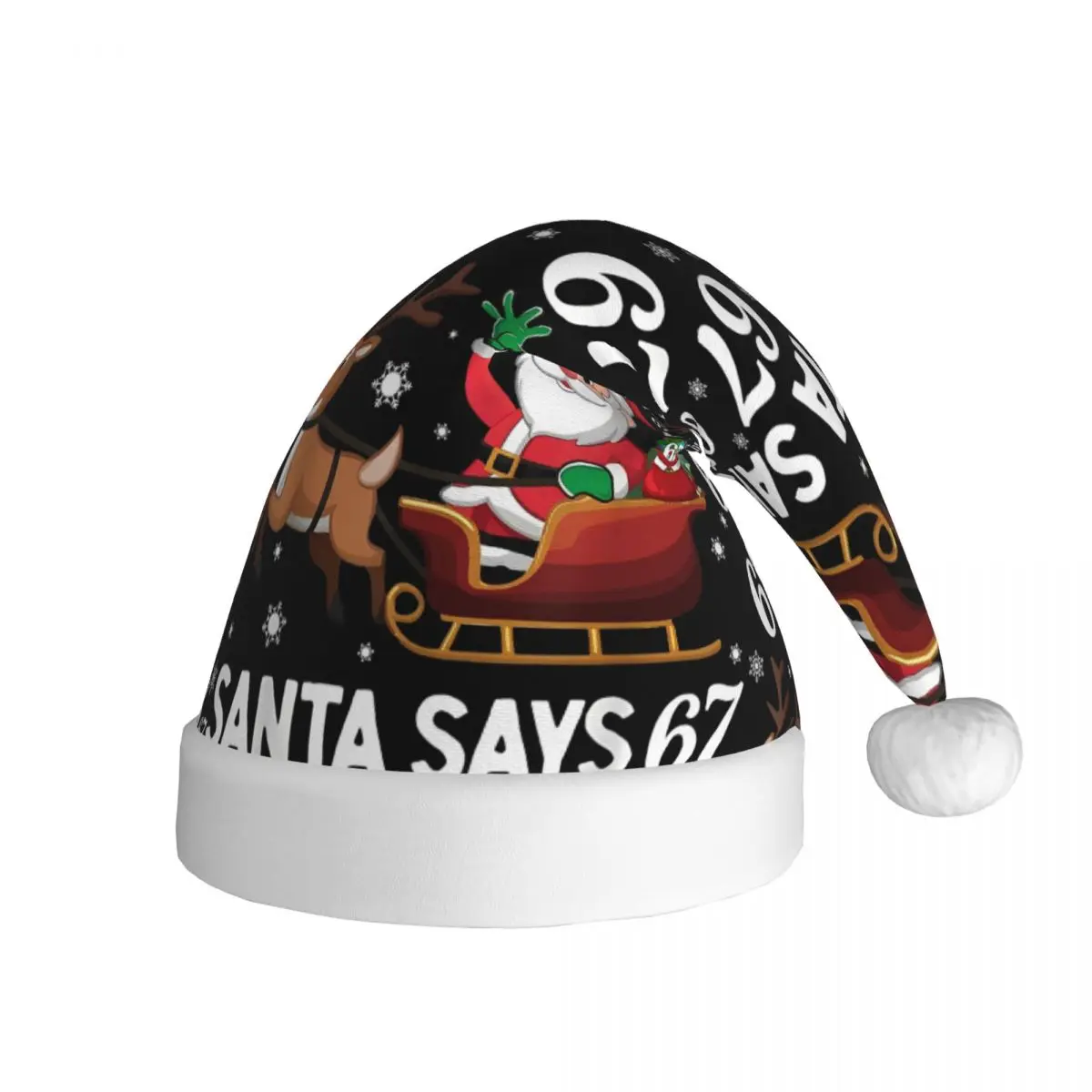 Santa Says 67 Christmas Six Seven Meme Holiday Christmas Hat for Adult Men Women Santa Hat Cap Festival Decoration