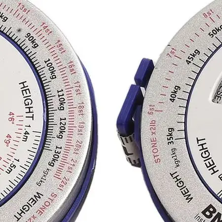 Approx. 7.2x2.1cm Dia.xThickness BMI Body Mass Index Tape Body Measurement Tool Measuring Range 200cm Push-Button Retraction