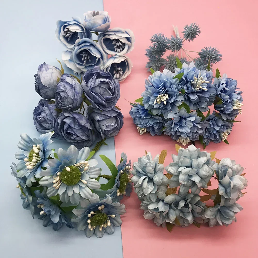 

Hot Sales Artificial Silk Wedding Flower Small Tea Rose Bouquet For Artificial Flowers Small Bouquet Home Party Wedding Decor