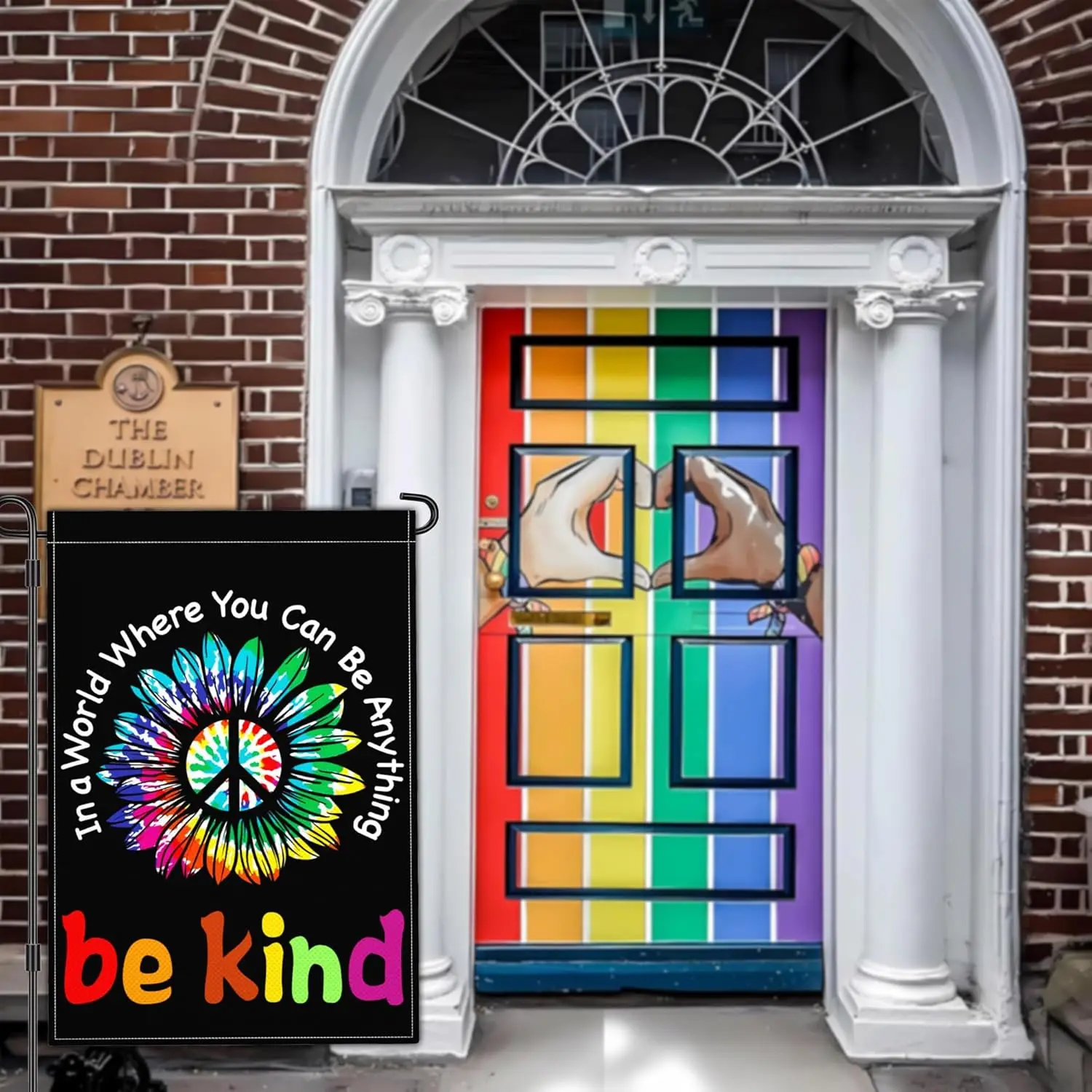 Be Kind Garden Flag in A World Where You Can Be Anything Garden Flags for Outside 12x18 Double Side Pride Floral Peace liber jjp