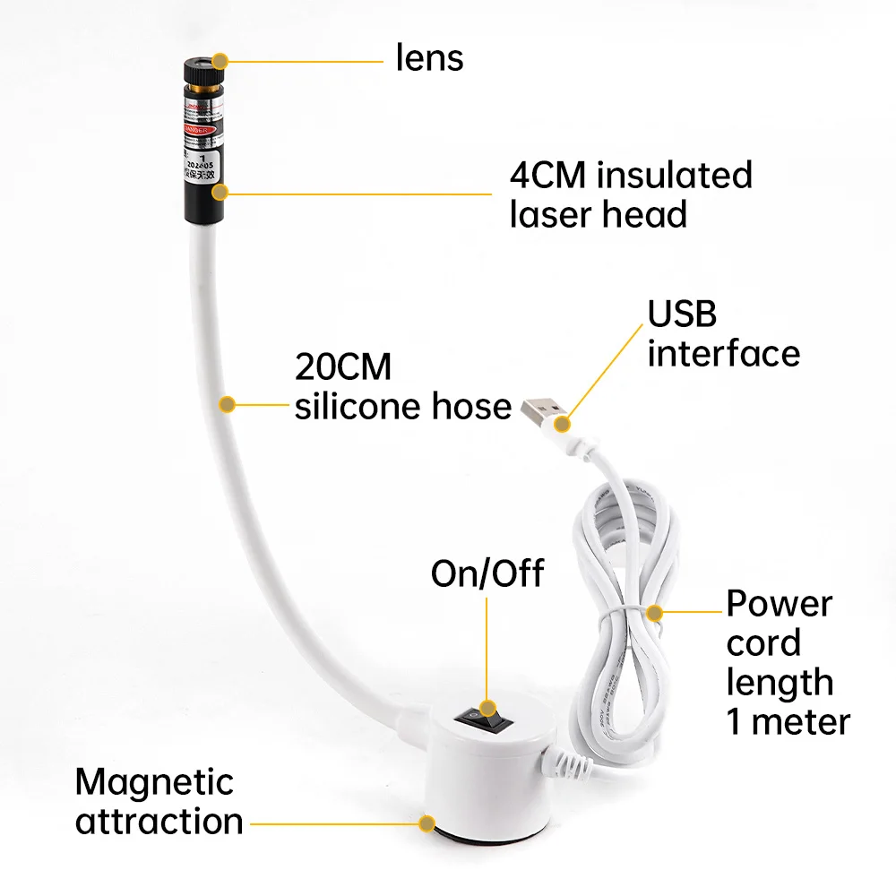 Red Laser Positioning Light DC5V USB Infrared Working Lamp Cutting with Magnetic Base Line/Cross Sewing Machine Accessories