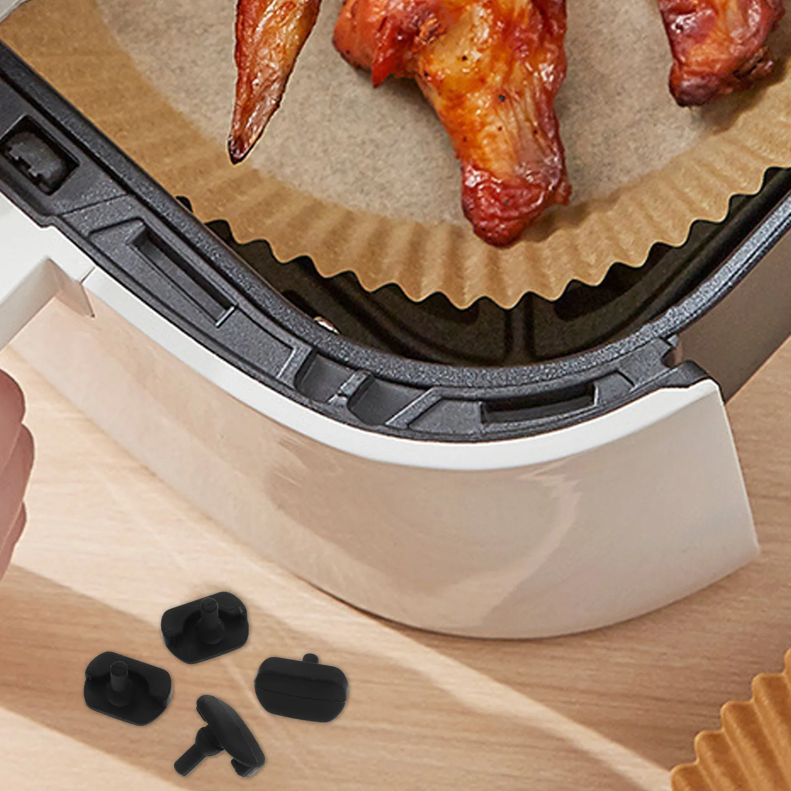 4Pcs Silicone Protective Air Fryer Bumpers ABS Tray Feet Cushions Non-Scratch Replacement Accessories Air Fryer Tray Protectors