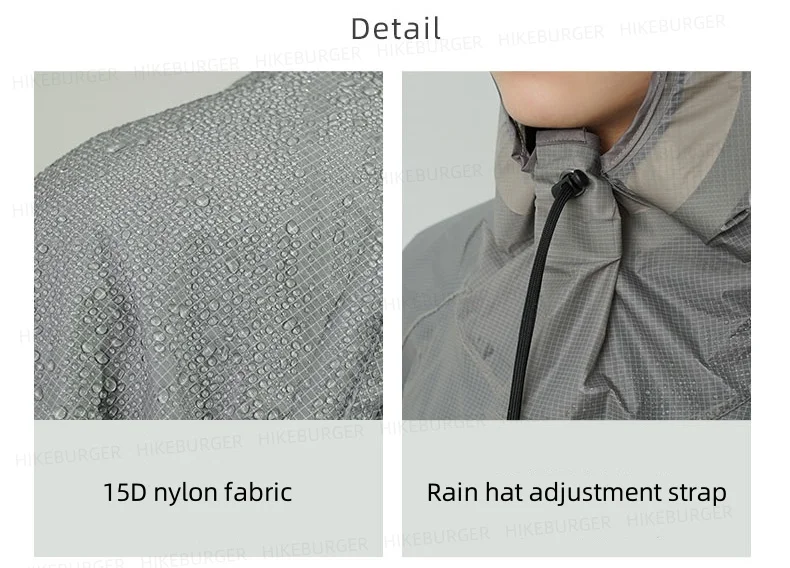 3F UL GEAR Qingsuo Regenjacke Outdoor Ultraleichter Regenponcho mit Reißverschluss Wander-Regenmantel Wasserdicht für Reisen und Bergsteigen – Detail 14
