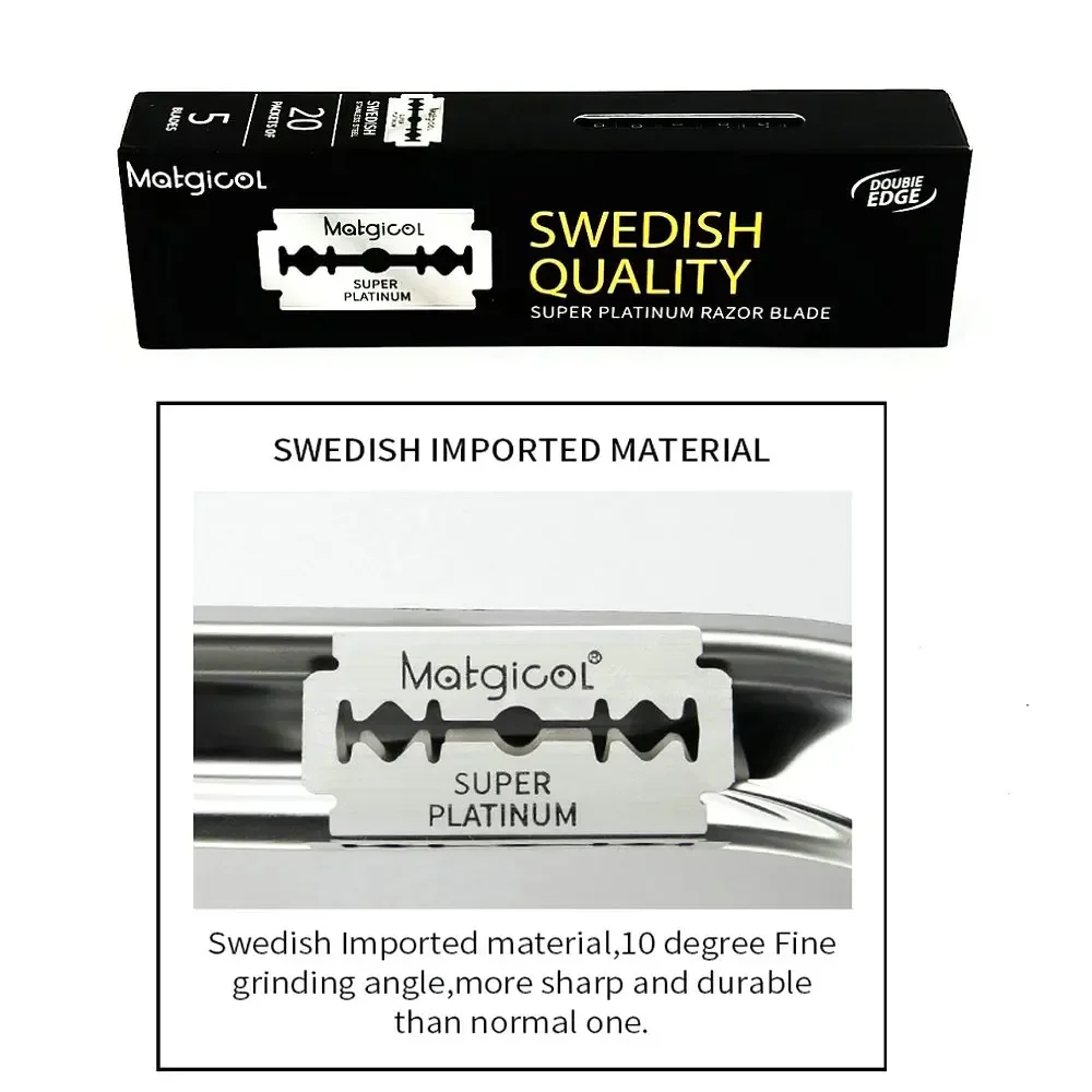 100 Pack Super Platinum Double Edge Blades Ultra-sharp Stainless Steel for Men Shaving