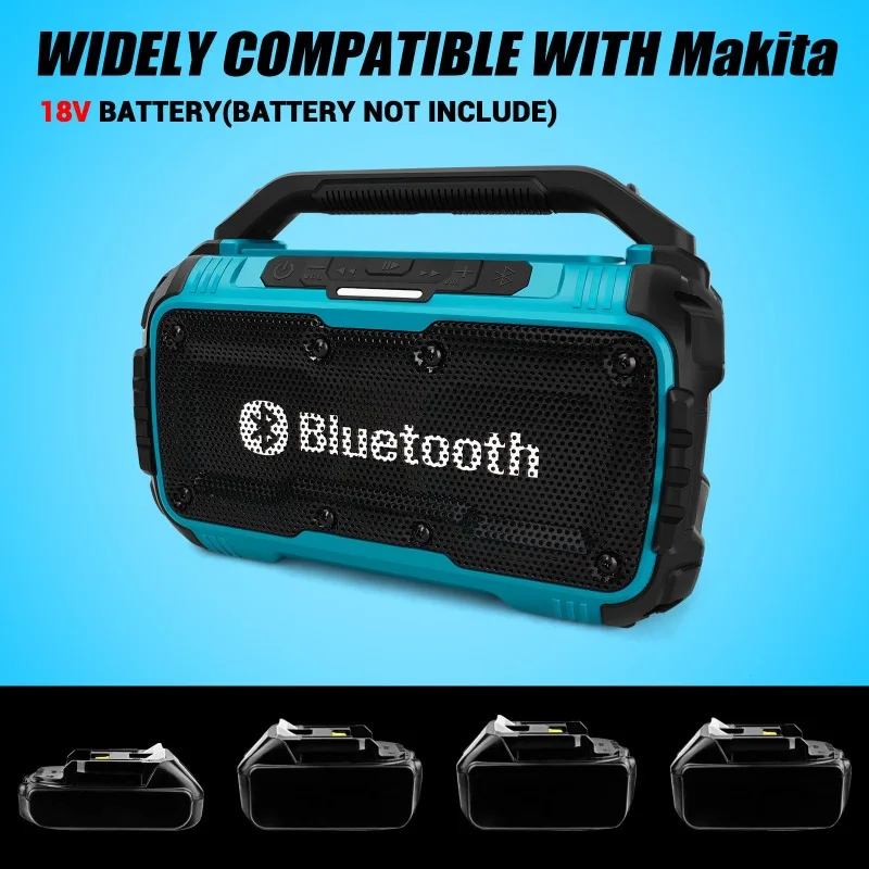 Portable Bluetooth Speaker Wireless Speaker Robust and Durable for Home and Outdoor for Makita/Milwaukee 18V Lithium Batteries