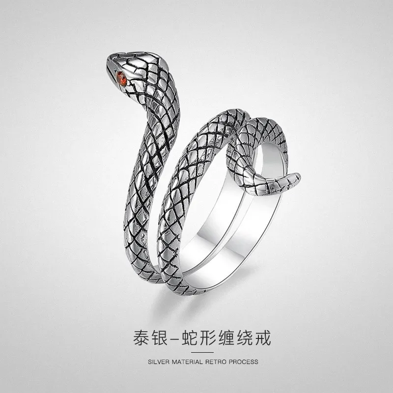 Kreative Persönlichkeit Schlange Neue Mode 925 Sterling Silber Schmuck Cobra Kristall Temperament Öffnung Ringe R162