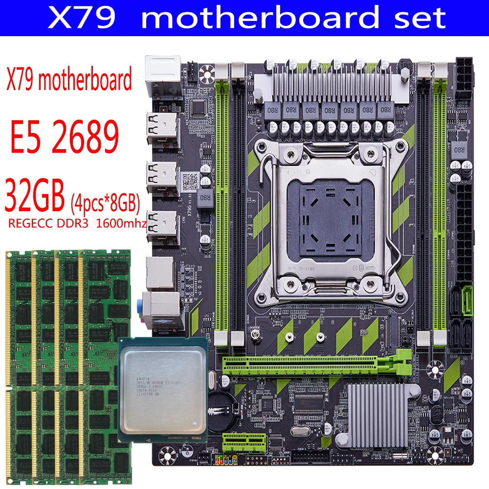 QIYIDA X79 Motherboard Set With LGA2011 Combos Xeon E5 2689 CPU