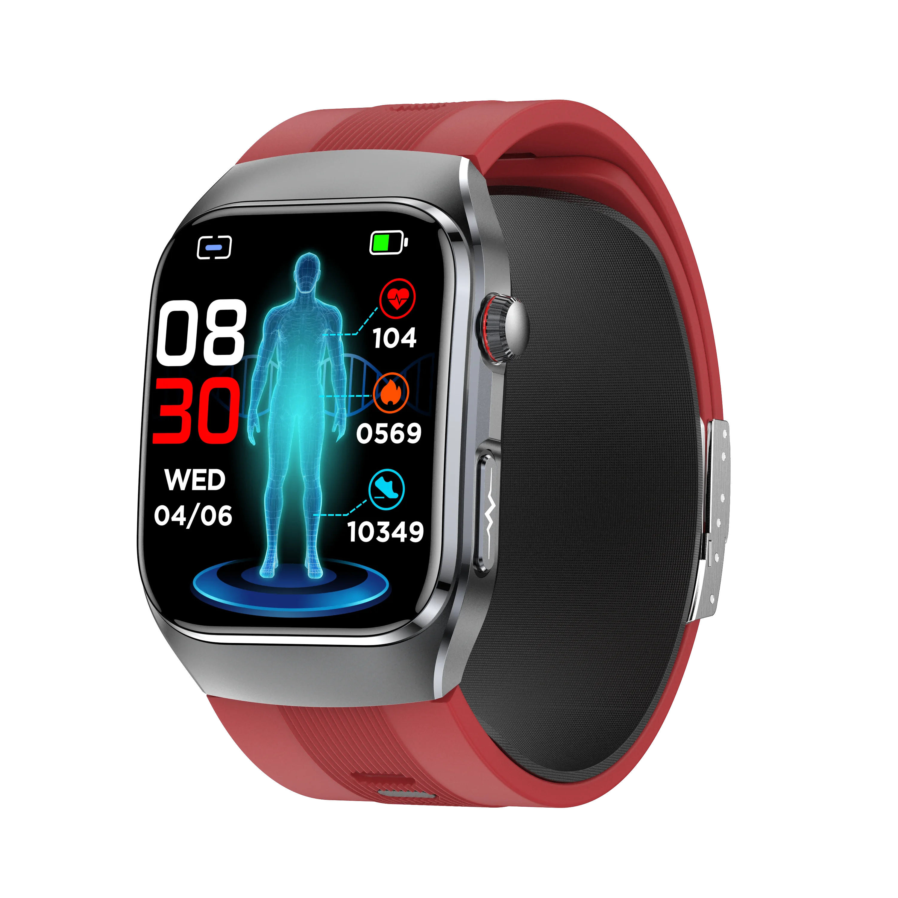 

S100 High-Precision Piezoelectric Ceramic Air Pumps-Japanese Murata Brand Android Square Design AMOLED Display IP66 Smart Watch