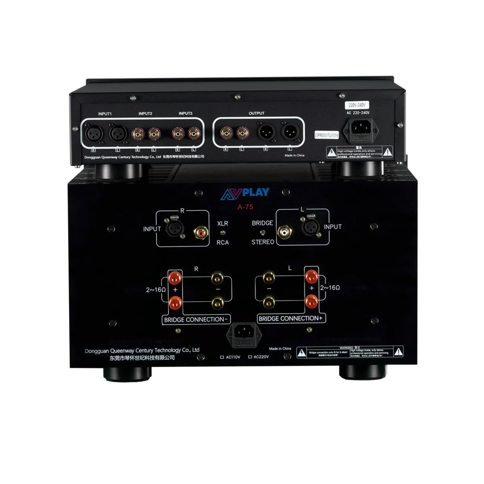 Combinations AVplay A-75 HIFI Class A Power Amp Amplifier LCD Display Bridge +Queenway PRE-501TU 12AU7/ECC82*4 Tube Preamp