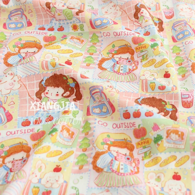 

40 шт., хлопковая мультяшная иллюстрация, тематический принт, класс A, ткань, детская одежда, материал для рукоделия, шитье своими руками, 100*145 см