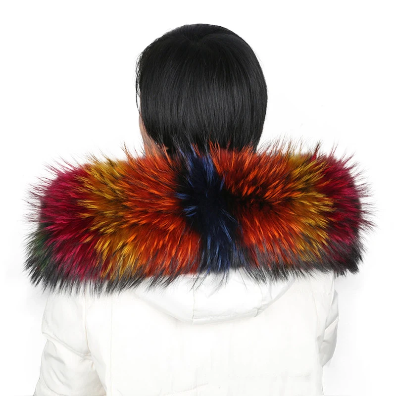 

100% Real Fur Collar For Jacket Scarf For Women 2022 Winter Shawls And Warps Raccoon Fur Collar Ladies Scarves