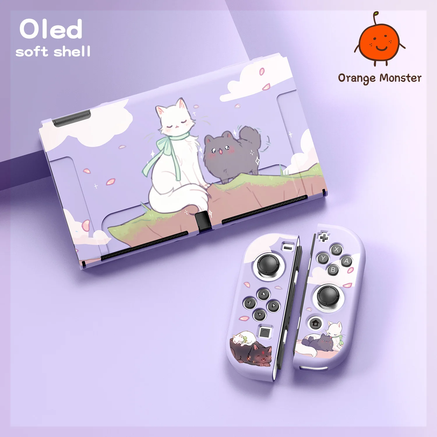 

Cute Kawaii Cloud Cat Animal TPU Protective Soft Cover For Nintendo Switch/Oled/Lite Decorative Case Anti-fall Accessories