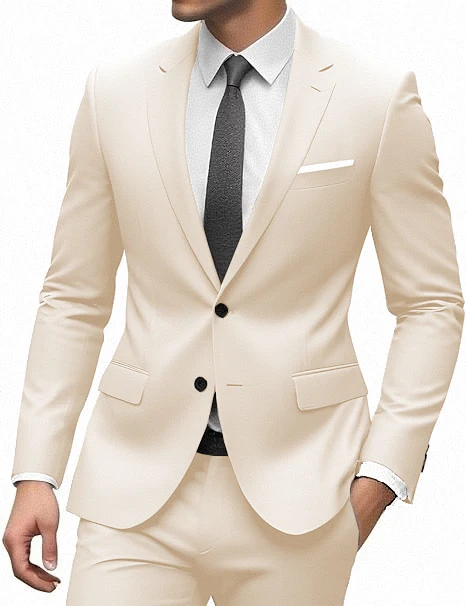 

Solid Color Men's 2 Piece Formal Business Suit Set for Wedding Groomsmen Stage Costume Carnivals - Business Outfit