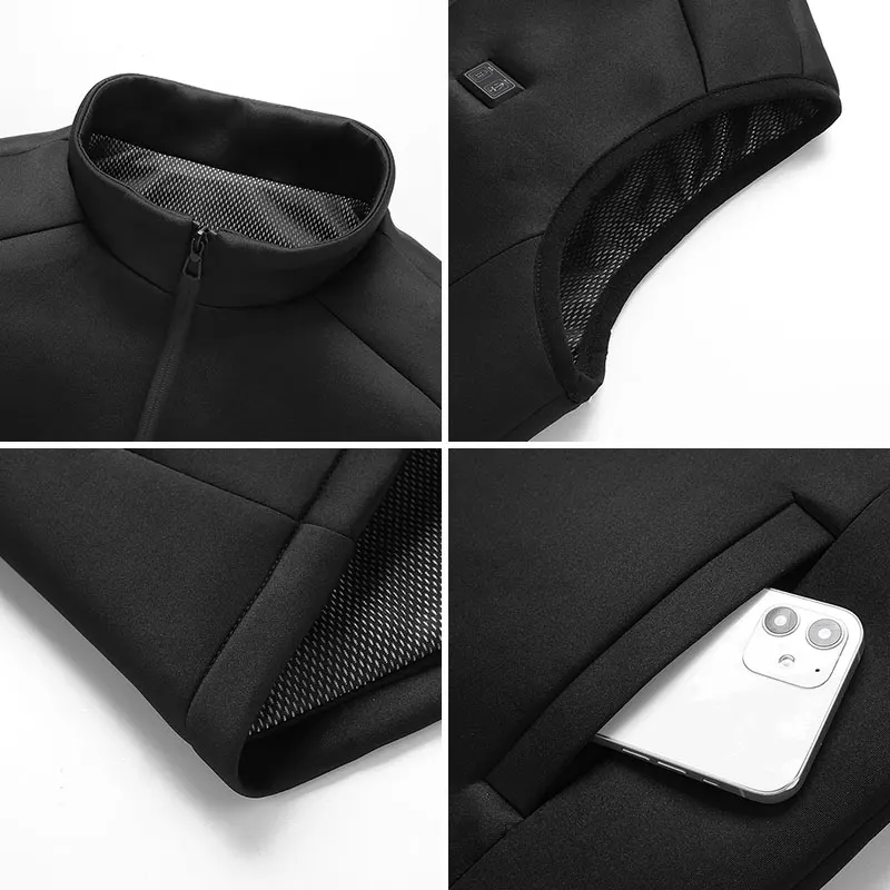 Winter Heating Vest 9 Area Stand-up Collar Heated Vest Men Women Heating Outdoor Sports Jacket Vest(Not Included The Power Bank) view 6