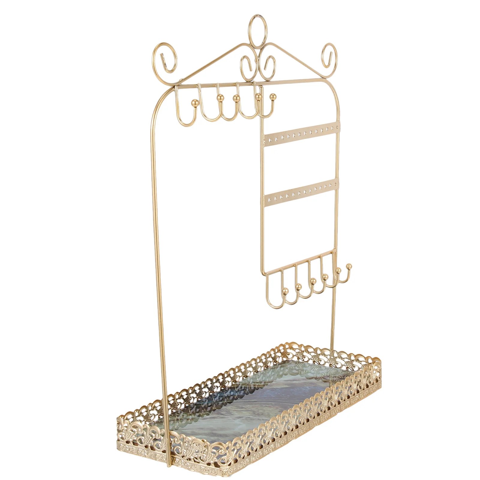 

Golden Rack Jewelry Display Stand Iron Earring Holder Organizer European Style Necklace Bracelet Storage Jewelry Display Rack