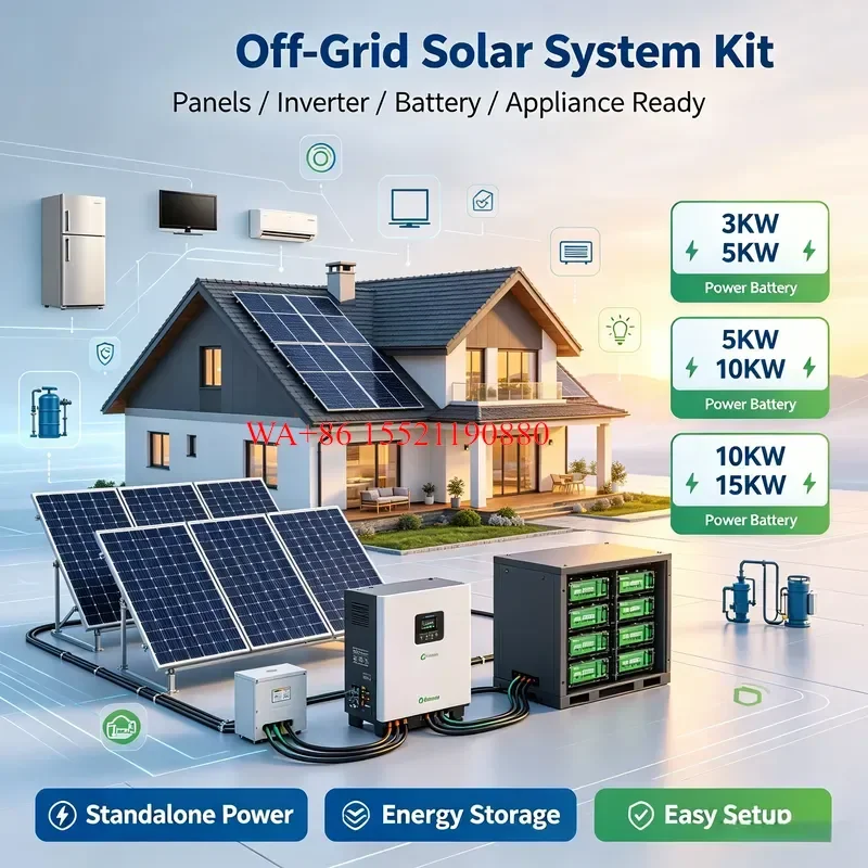 WMWMNU Complete Off Grid Solar Power System 5kW 10kW 15kW 20kW Full Set With MPPT Inverter Lithium Battery for Residential