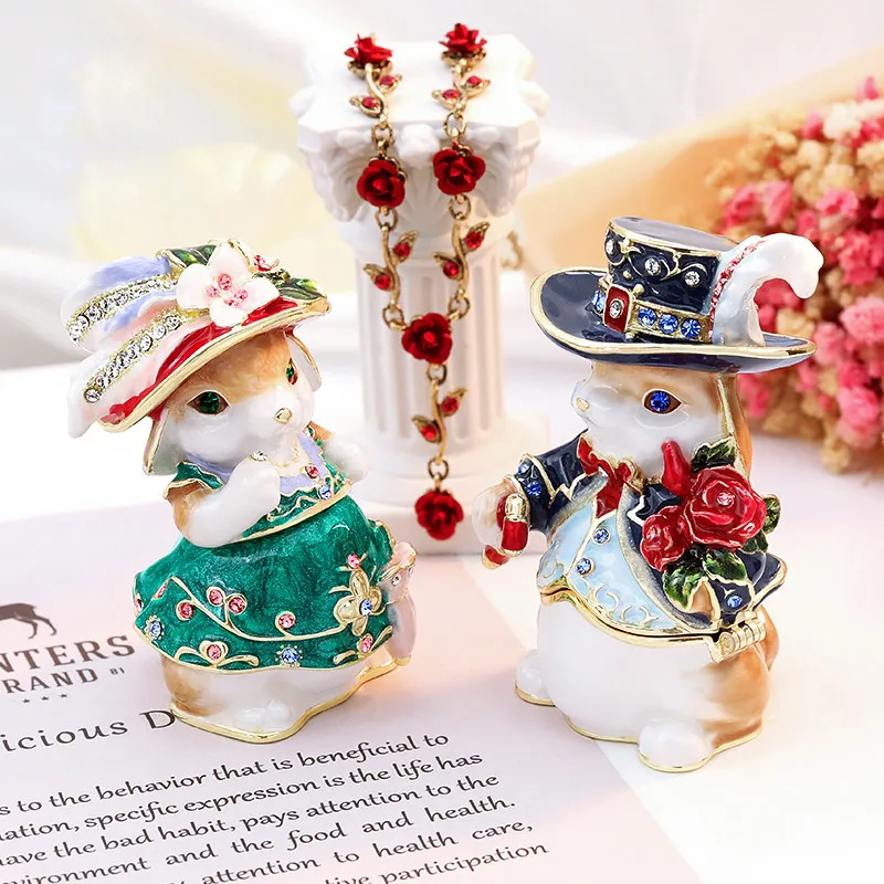 Osewaya Jewelry Duchess Rabbit Exquisite Jewelry Storage Engagement Ring Holder Home Decor Wedding Gifts For Couple Toys