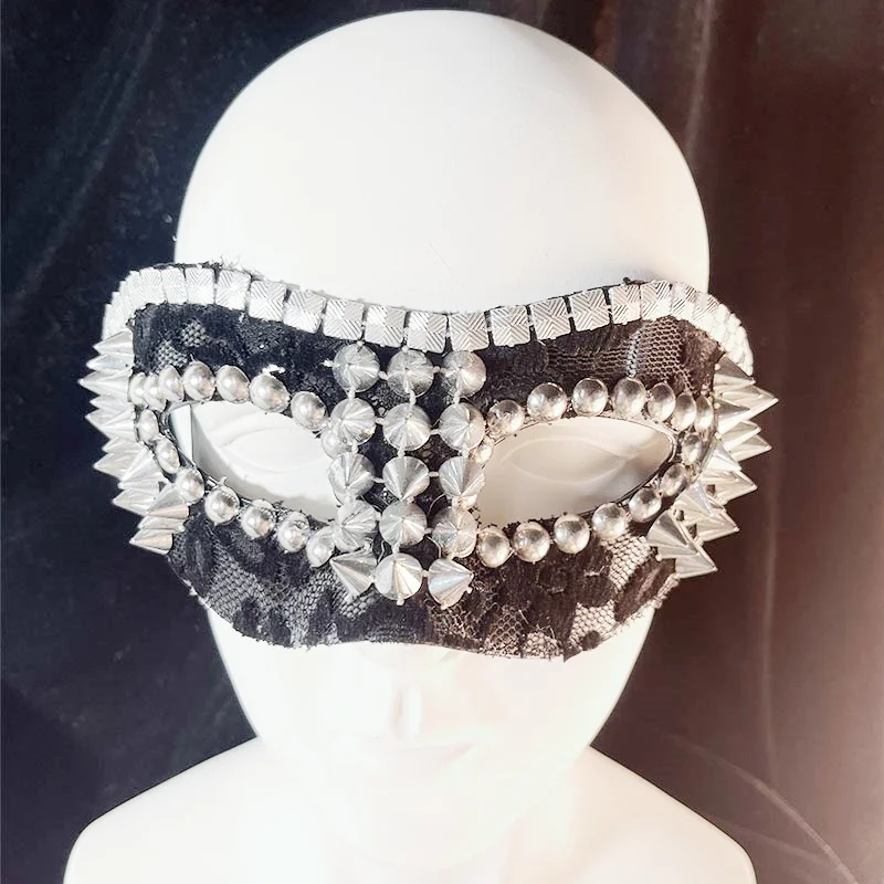 Masquerade Mask for Men Venetian Half Face Mask with Rivets for Mascarade Ball Mardi Gras Halloween Party Carnaval Mask