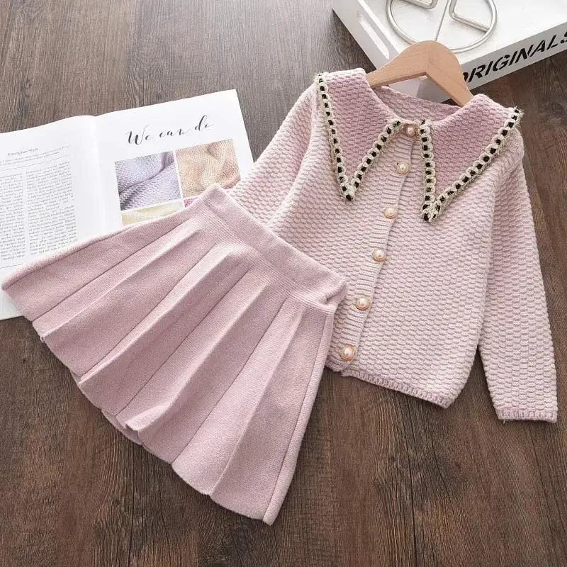 Girl Baby Winter Knitting Clothing Suits New New Fashion Autumn Kids Sweaters And Skirt Outfits 2Pcs Children Cute Costumes