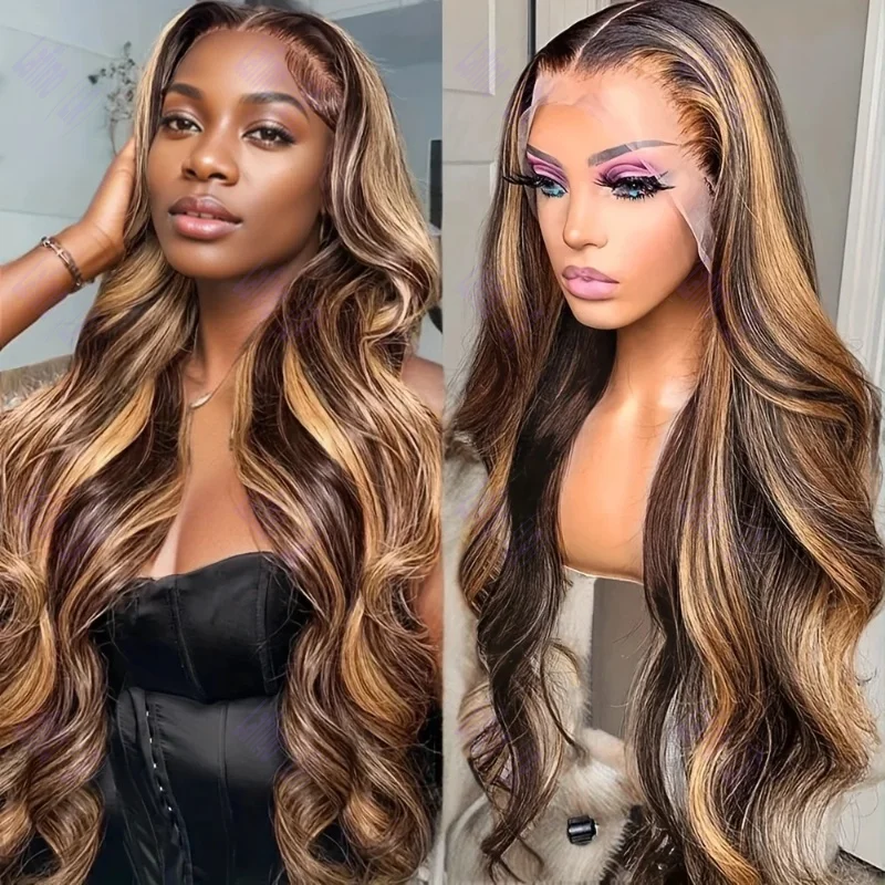 

Highlight Human Hair Deep Wave Wigs 100% Choice 13x6 Brazilian Colored HD Lace Frontal Body Wave Cheap Wig For Women On Sale