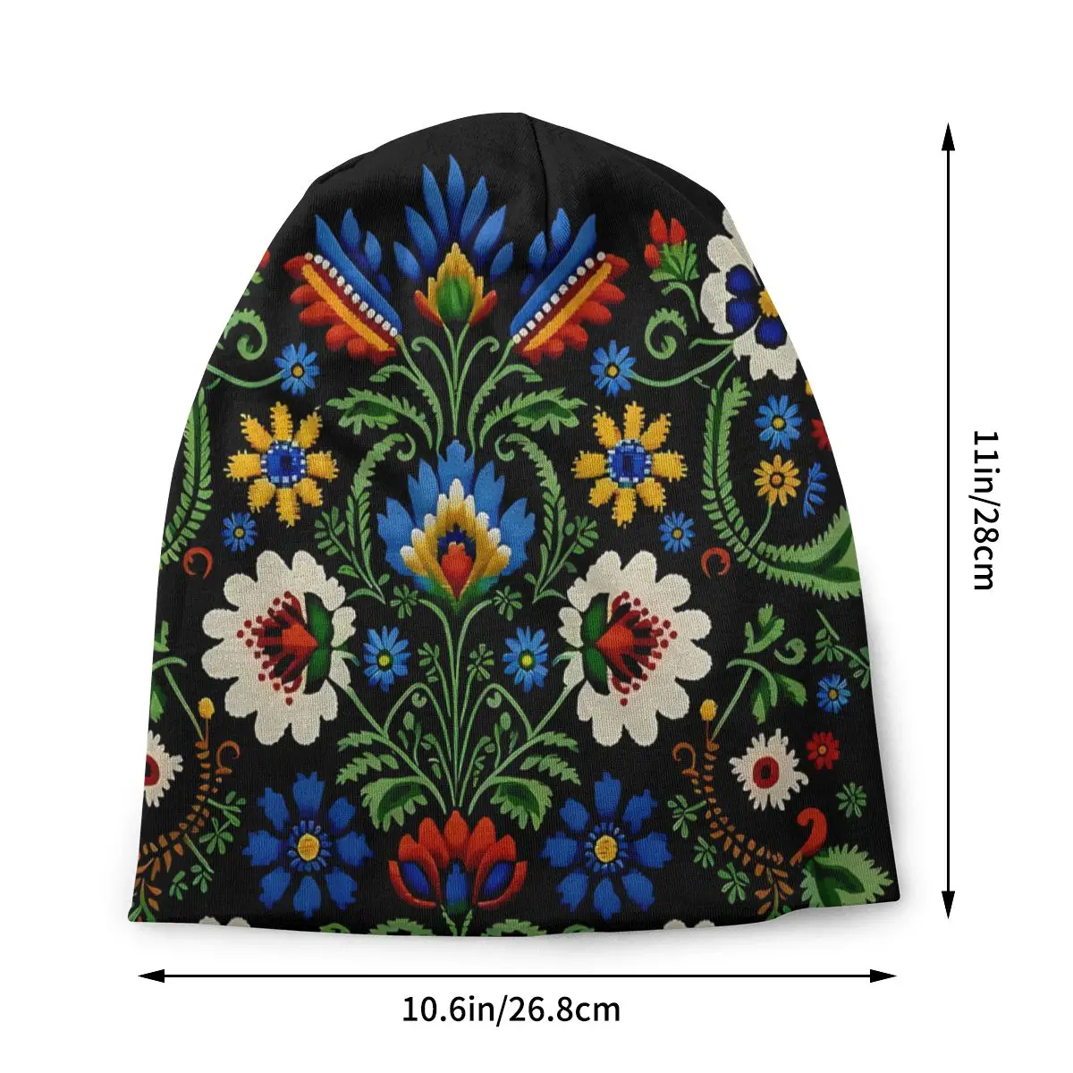 Mexican Portuguese Embroidered Flower Fashion Thin Hats Blue Cream Bonnet High Quality Skullies Beanies Caps