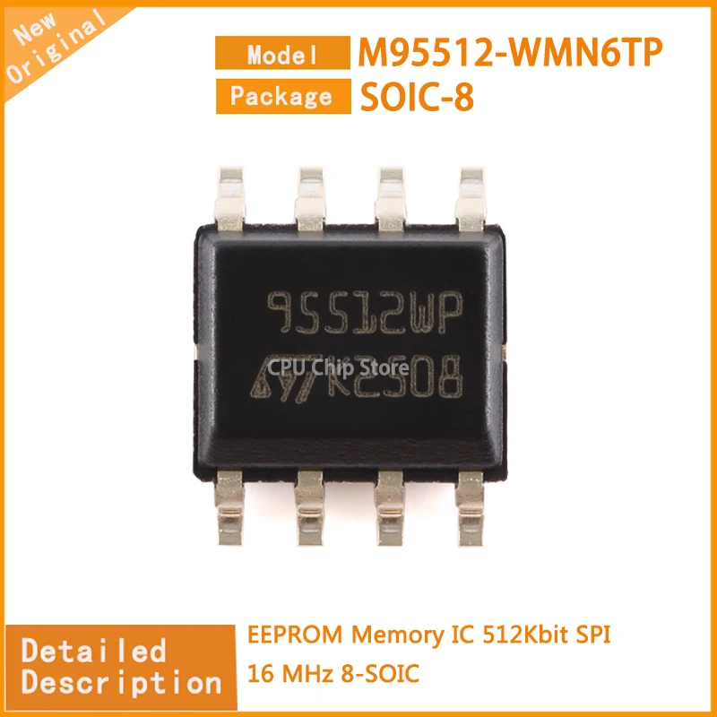 10Pcs/Lot  New Original  M95512-WMN6TP M95512  EEPROM Memory IC 512Kbit SPI 16 MHz 8-SOIC