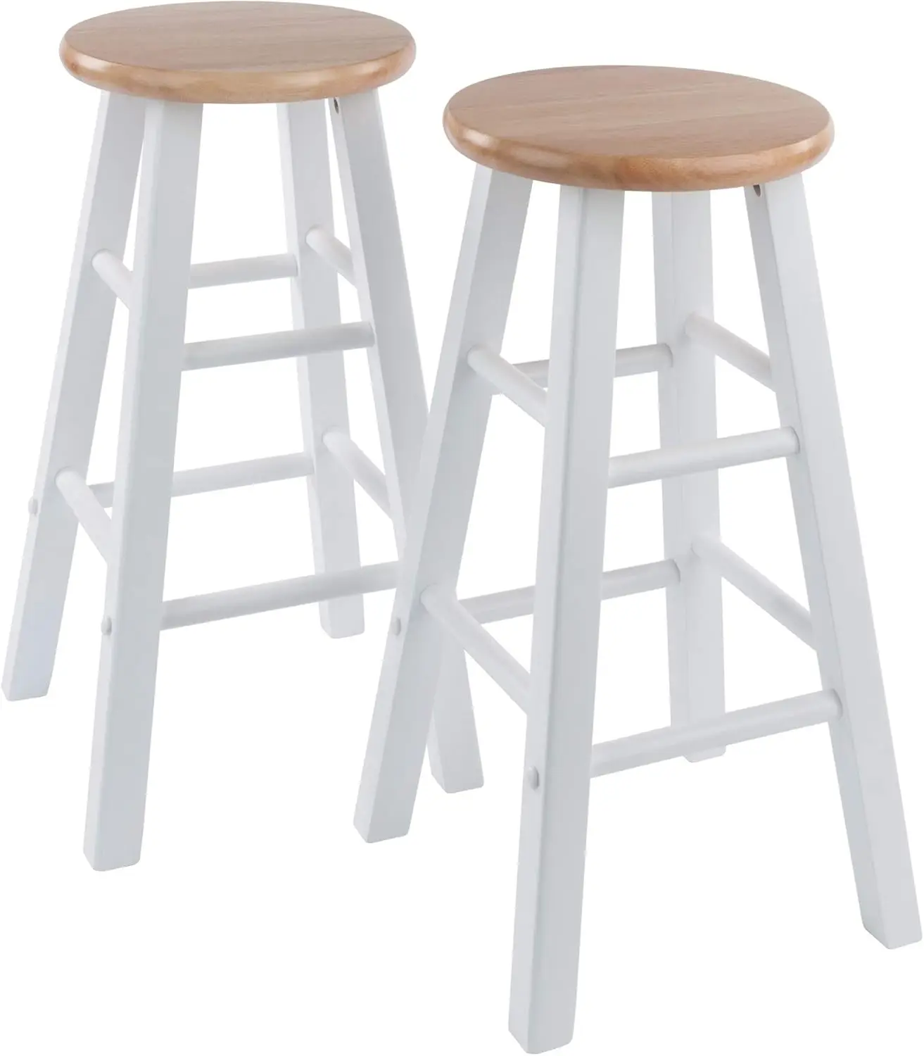 

Modern Counter Stools, Natural & White Finish, 24 Inch Height, Set of 2