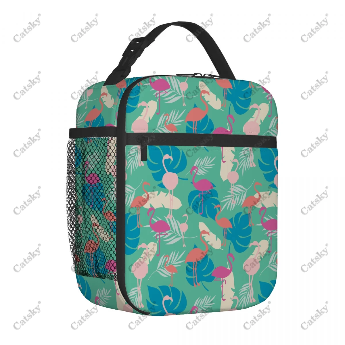 Flamingo Pattern Portable aluminum foil thickened insulated lunch bag meal bag printed waterproof insulated lunch tote bags