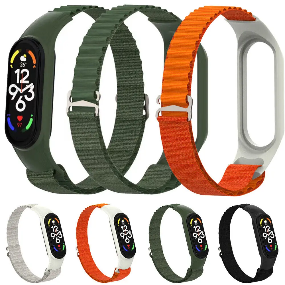 Nylon Watch Strap for Xiaomi Mi Band 7 6 5 4 3 Replacement Wristband Compatible with Amazfit Band 5 Breathable Bracelet