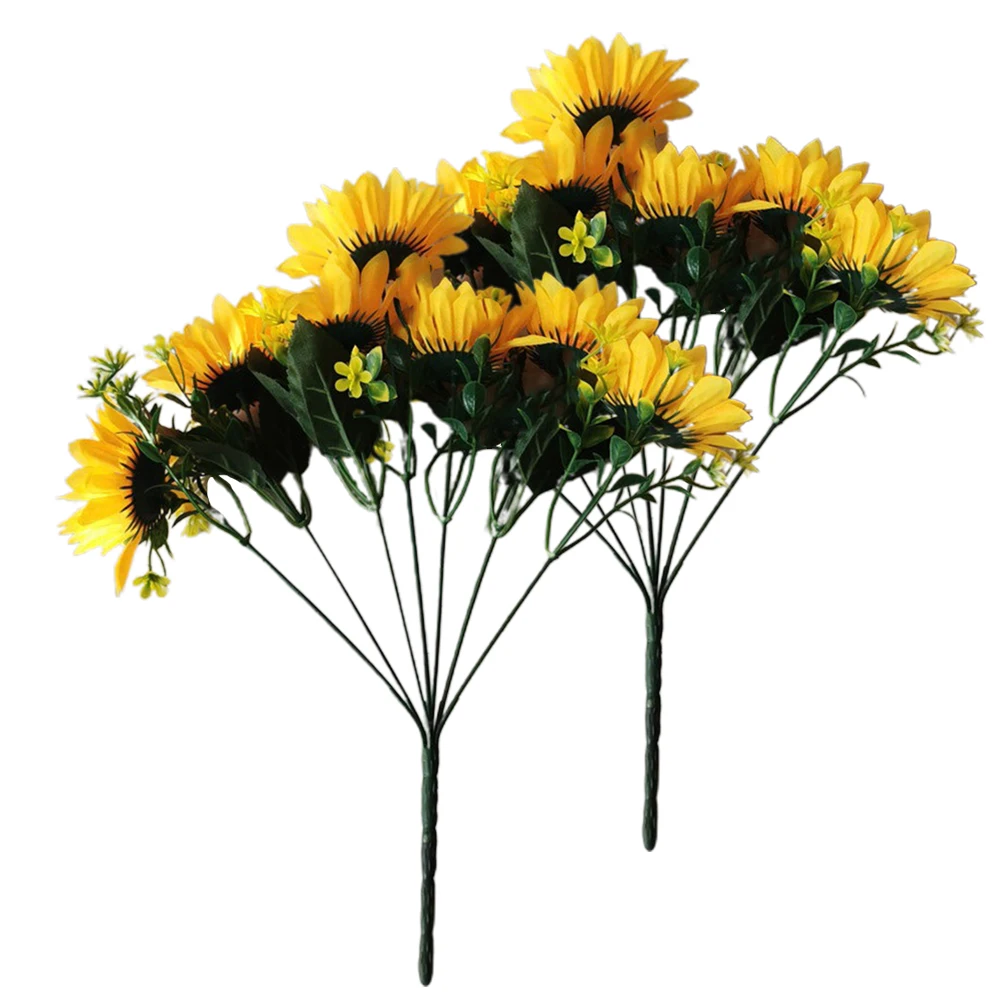 

2 Pcs Yellow Flowers Simulated Sunflower Bouquet Child Artificial Sunflowers Heads