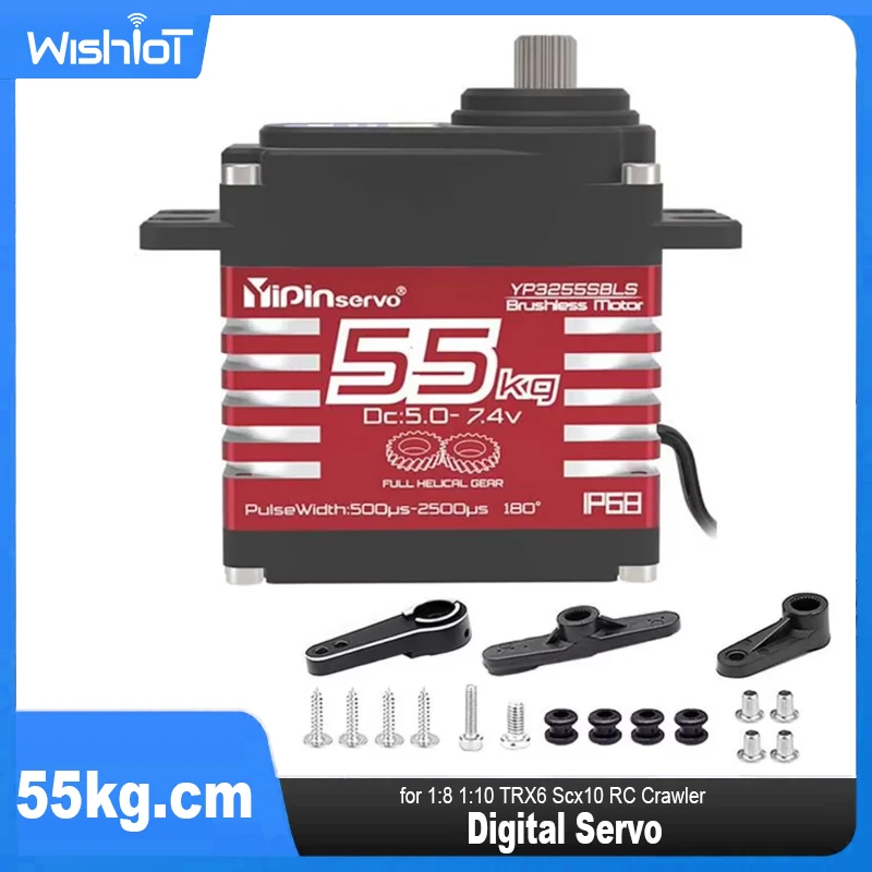 

Цифровой сервопривод 55 кг.см YP3255BLS, бесщеточный двигатель с высоким крутящим моментом, полуметаллический, с уголным управлением, IP68 для 1:8 1:10 TRX6 Scx10 RC Crawler