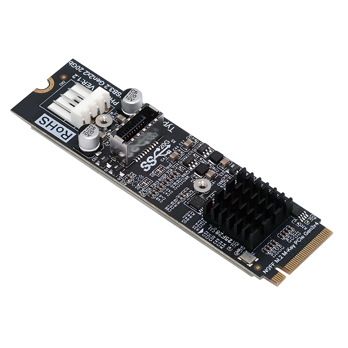 CY 20Gbps Type-E USB 3.1 Front Panel Socket to NVME NGFF M-Key Express Card Adapter ASM3242 Chipset for Motherboard
