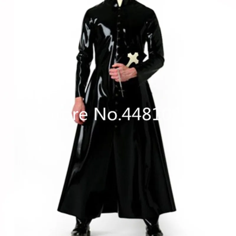 

Latex Wind Coat Latex Long Jacket Latex Rubber Men's Suit Plus Size Halloween Cosplay Costume