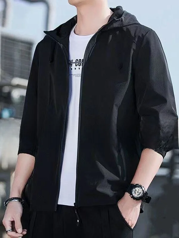 Men's Casual Work Jacket 2026 Autumn New Korean Version Hooded Windbreaker Outerwear Trendwear Resistant to Wear Polyester Fiber