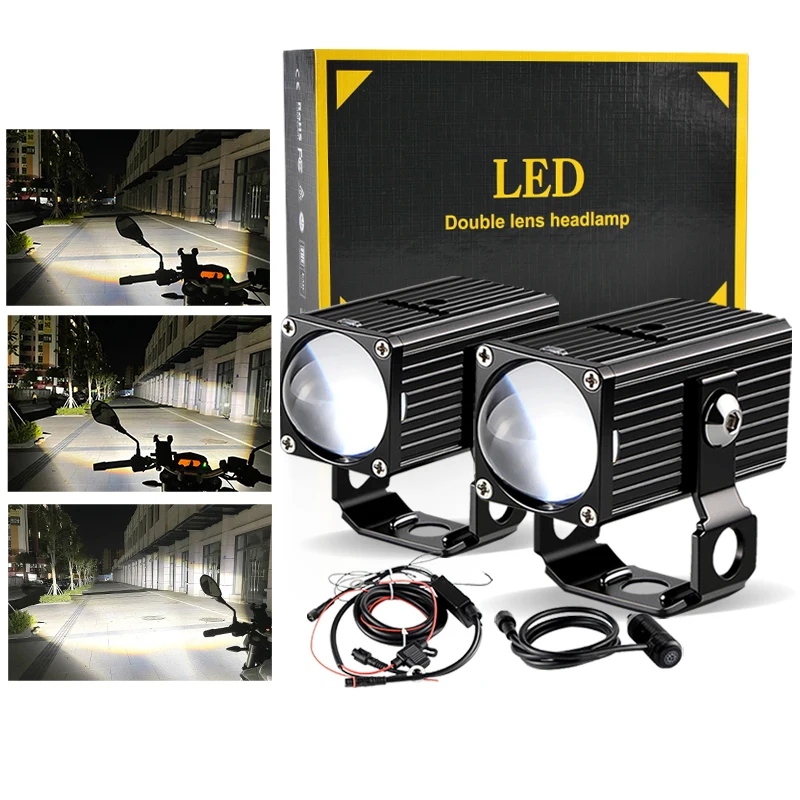 

For BMW YAMAHA Suzuki Ducati Honda Kawasaki LED Headlight Auxiliary Spotlight Lamp for Motorcycle Fog Lamps Moto Accessories