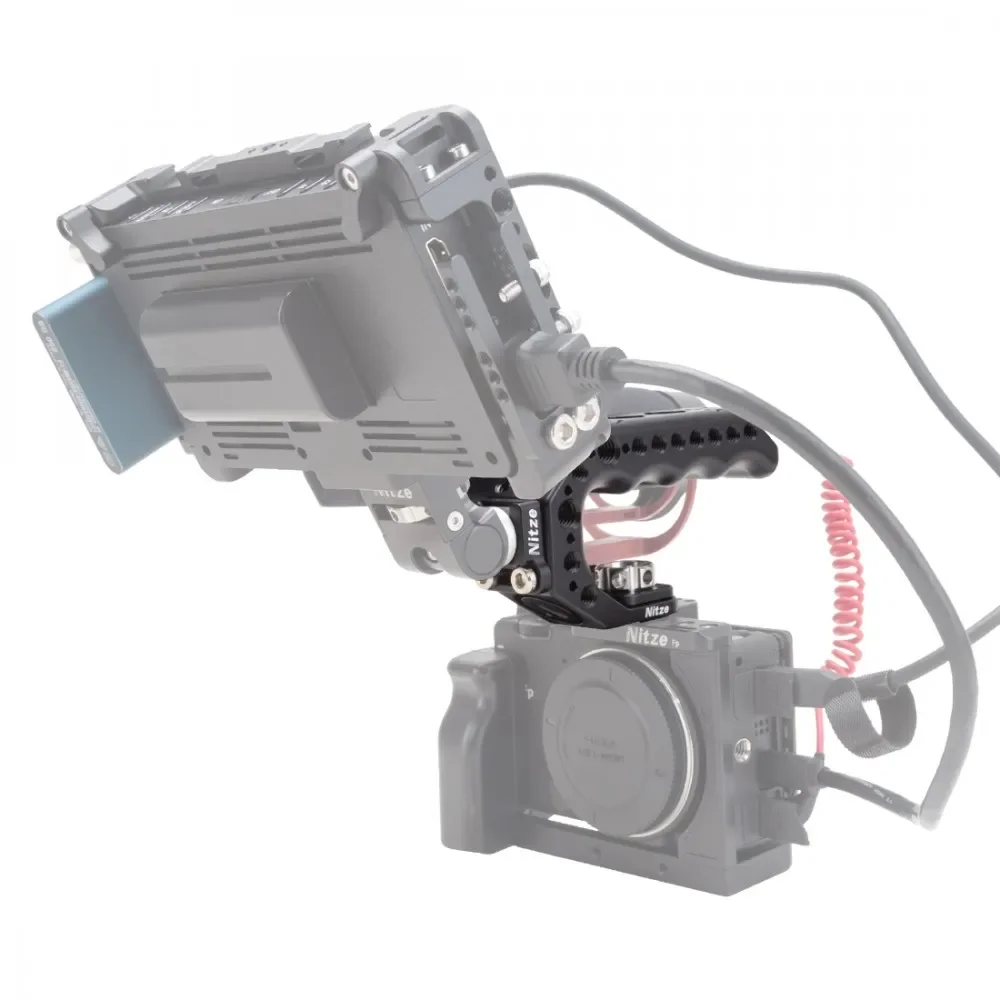 Nitze Camera Grip LIL STINGER HANDLE PA28M-BK WITH 3/8” ARRI LOCATING PINS  Universal Mini Top Handle,Cold Shoe Adapter