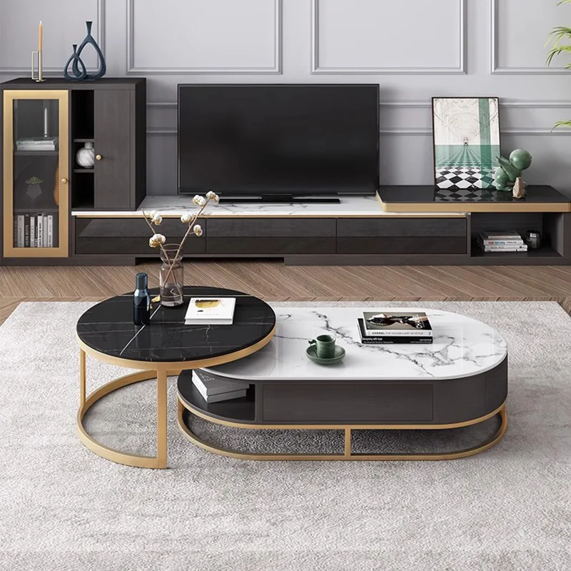 

Luxury Modern Coffee Tables Storage Living Room Nordic Minimalist Coffee Tables Metal Legs Tavolino Da Salotto Home Furniture