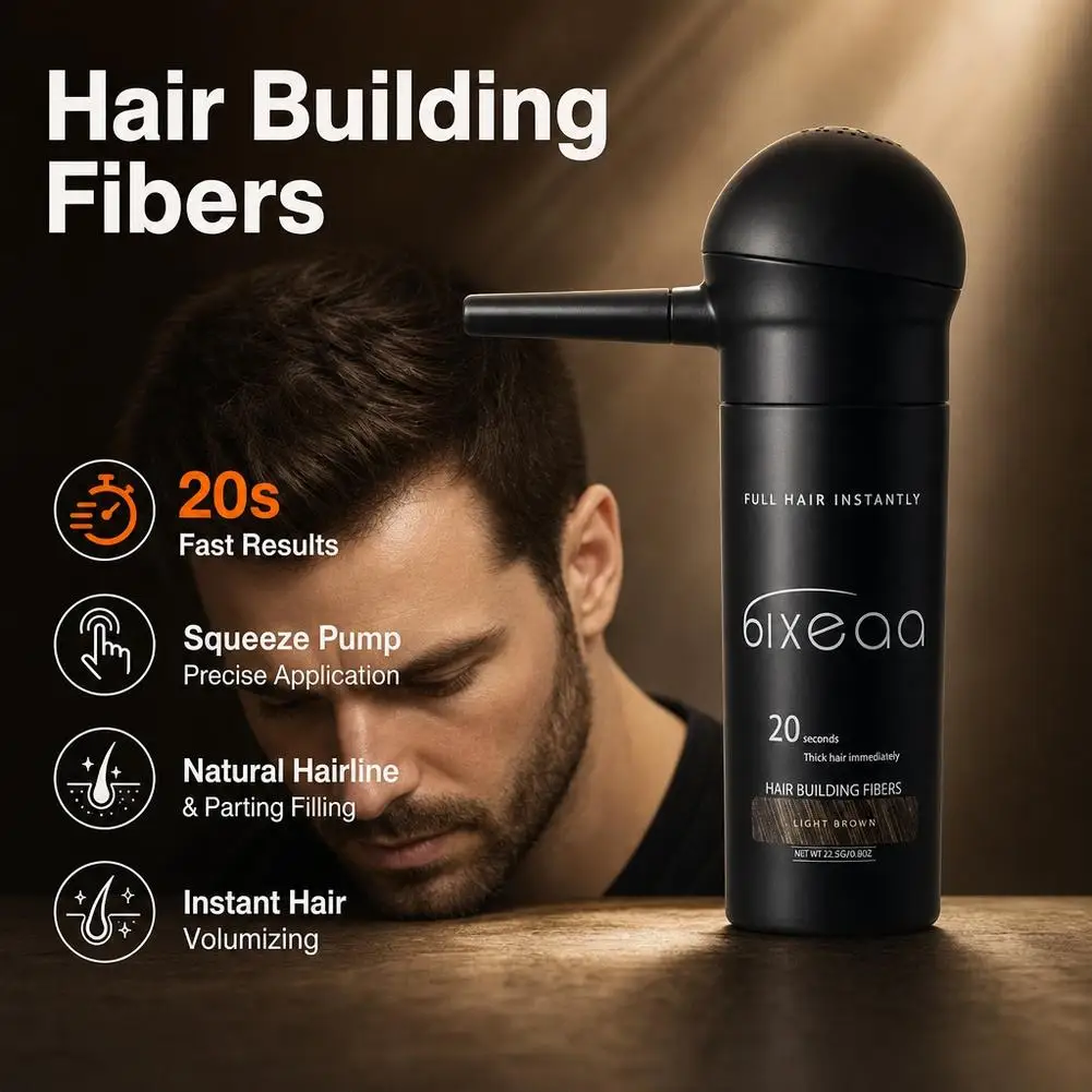 Bixeaa Instant Hair Building Fibers With Applicator Nozzle Natural Looking Hair Powder Cover Hair Gap Increase Hair Volume
