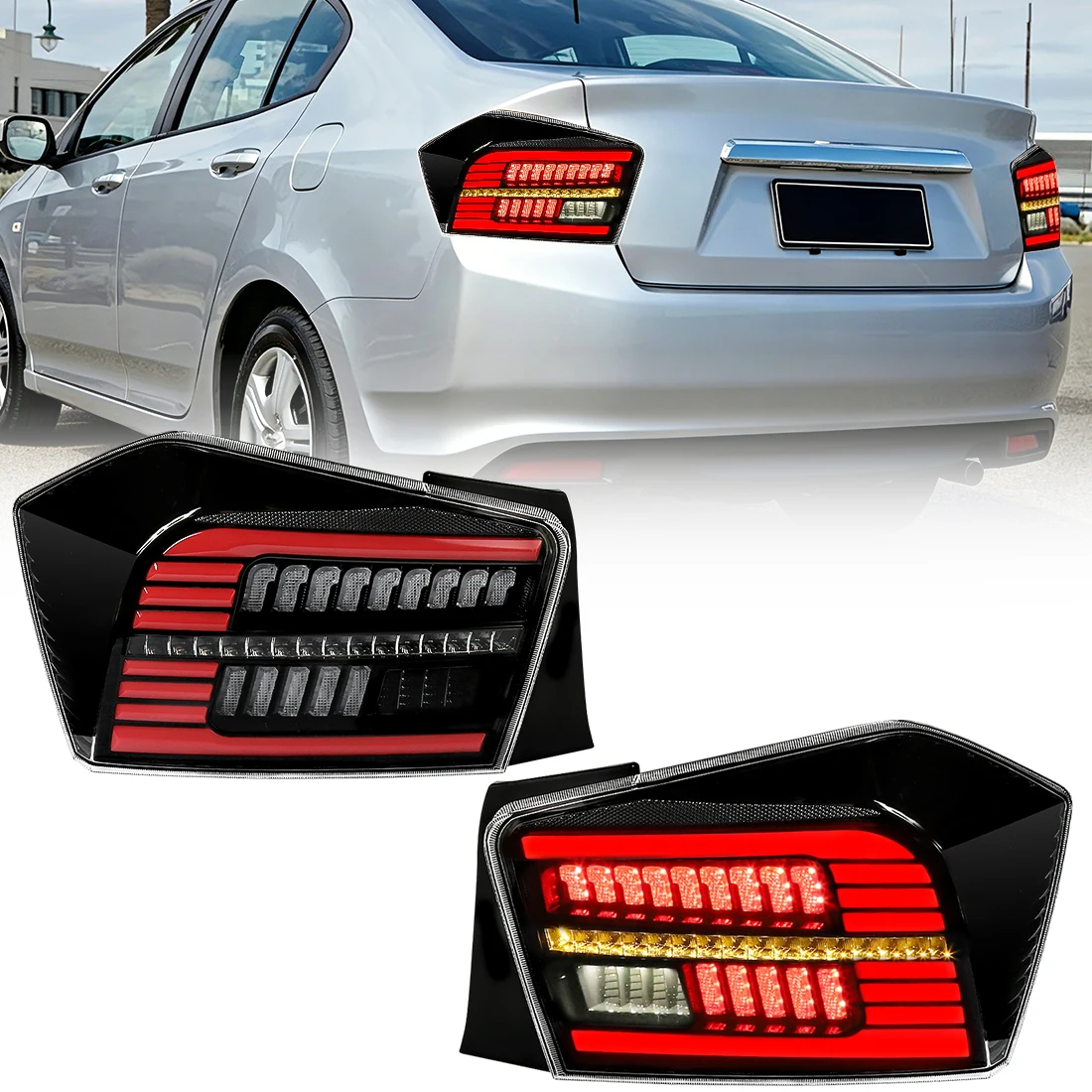 

LED Tail Light Assembly For Honda City 2008-2014 Rear Taillight Driving Brake Reersing Light Turn Signal Lamp Start up Animation