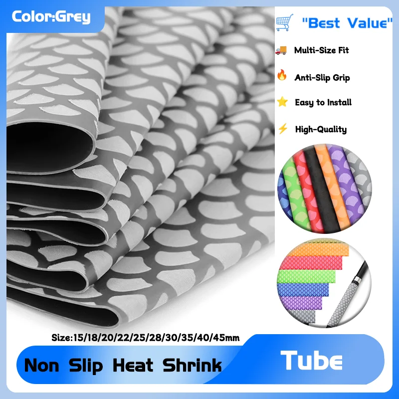 

1M Grey Non-Slip Heat Shrink Tube Bicycle Handle Anti Skid Fishing Rod Wrap Waterproof Protector 15/18/20/22/25/28/30/35/40/45mm