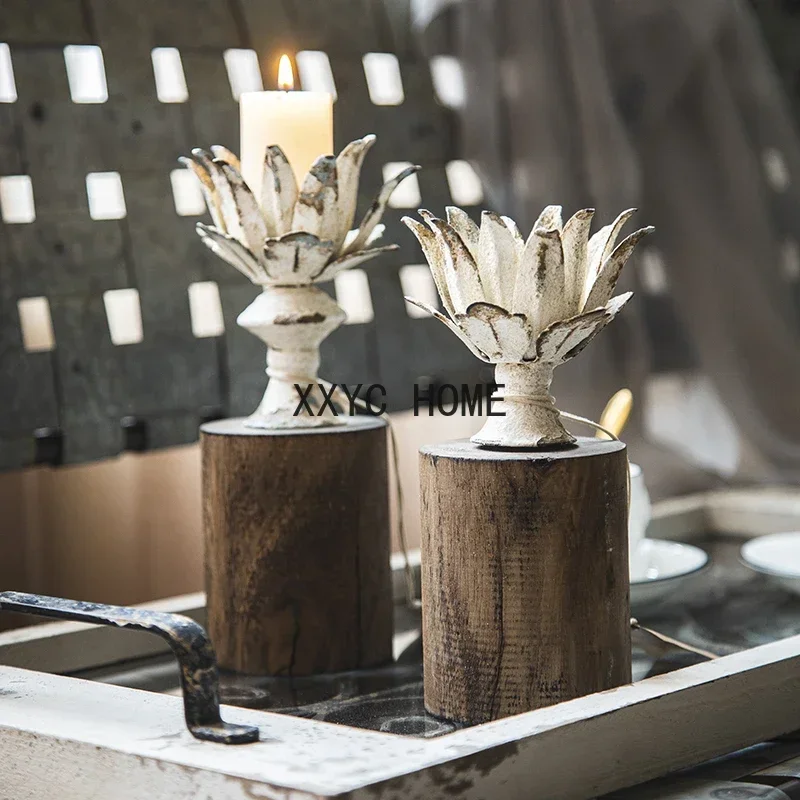 Picture 6: Dinner Lamp Props Nordic Romantic Candlestick Distressed Decorations B & B