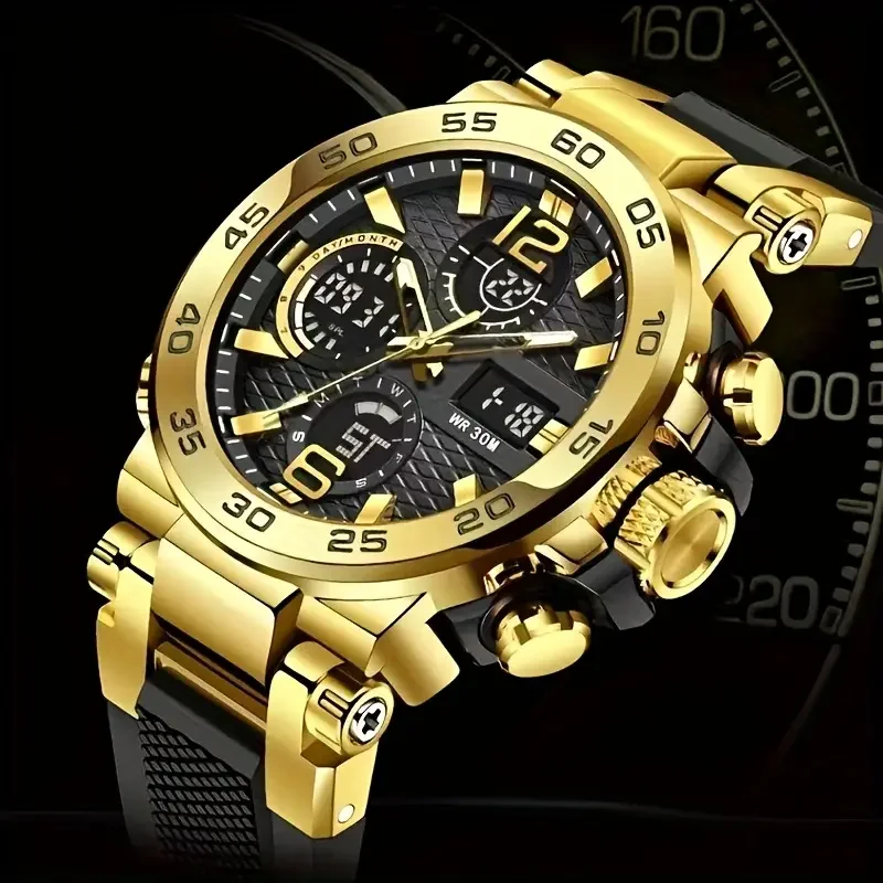 |     ساعة رياضية متعددة الوظائف مضيئة ذات عرض مزدوج للرجال والنساء |     التقويم + المنبه + الموقت |     الطيران سبائك الألومنيوم المضادة للسقوط الاتصال الهاتفي |     الموضة العصرية الأساسية للمراهقين