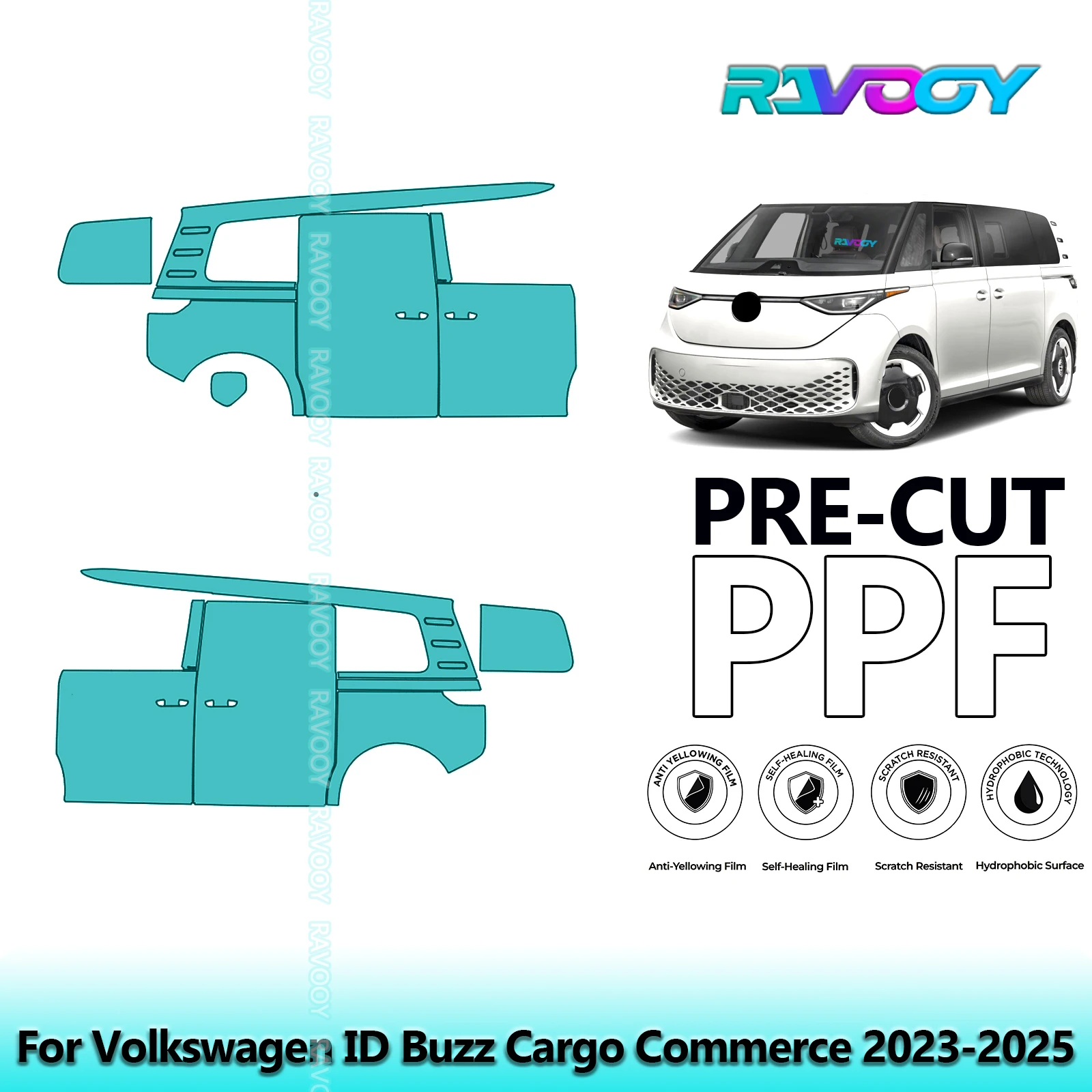 

For Volkswagen ID Buzz Cargo Commerce 2023-2025 8.5mil Pre-Cut PPF Door & A/B Pillar Kit TPU Paint Protection Film Set