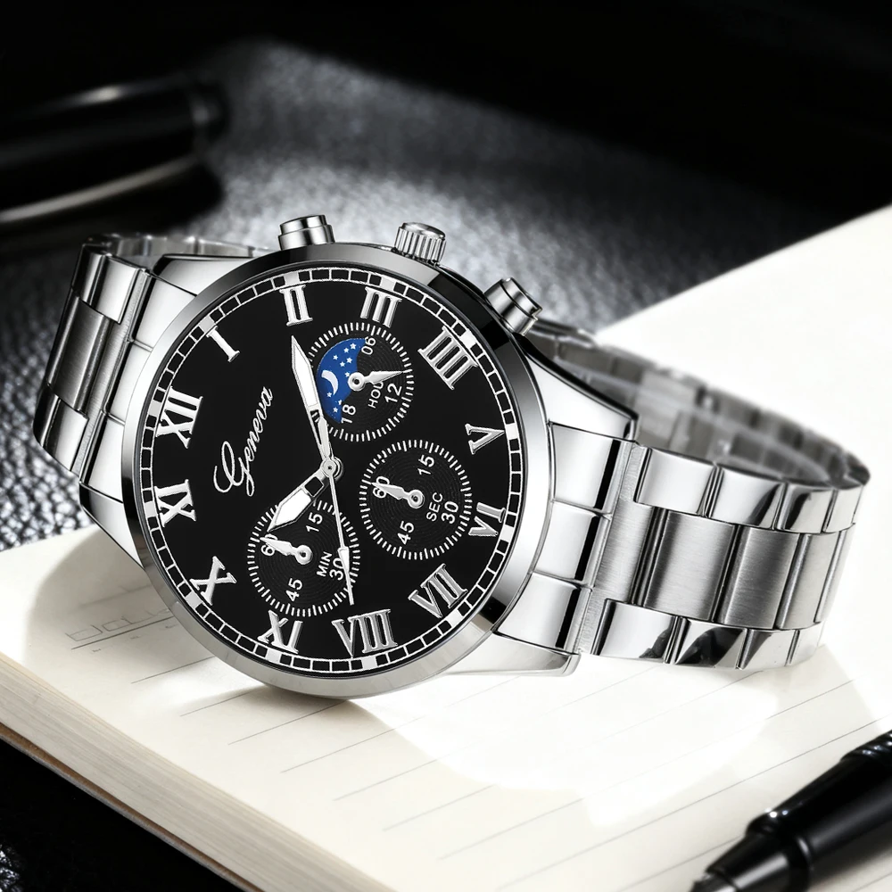2pcs Business Atmosphere Quartz Men's Watch Clock Combination Set Holiday Gift