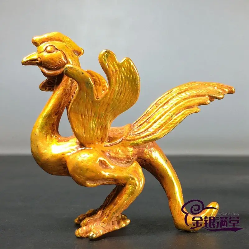 Gilt Mythical beast vermilion bird Ornament Decoration Tea Pet Figurines Desk Decor Accessories