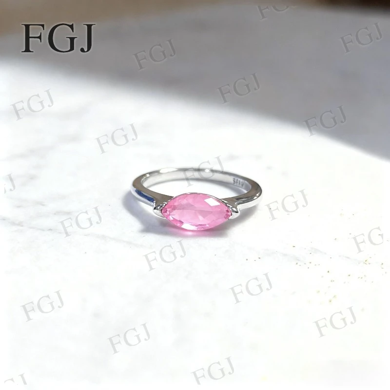 Custom Marquise Ring 5x11mm Lab Ruby/Columbia/Padparadscha/Sapphire S925 Gold Plated Unique Christmas Jewelry Gifts For Women view 2