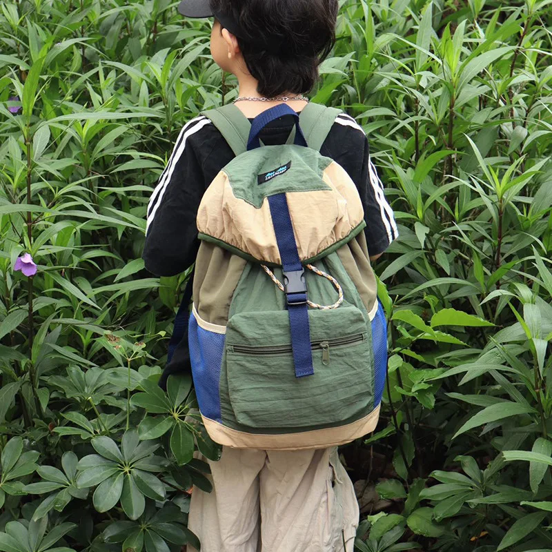 Plecak podróżny o dużej pojemności, sznurkowy zamek, tornister szkolny, kolorowy, wodoodporny, nylonowy plecak dziecięcy.